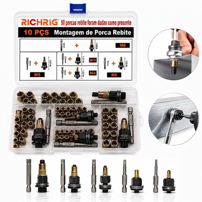 Kit Rebitador Profissional Completo Forte Compacto